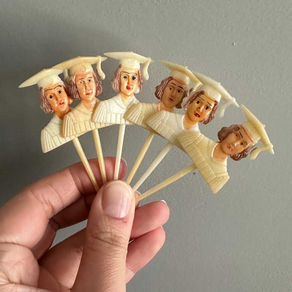 Graduation Girl Cupcake Toppers || Vintage || Set of 6